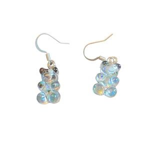 4/$20!! Translucent Clear and Glitter Gummy Bear Drop Earrings